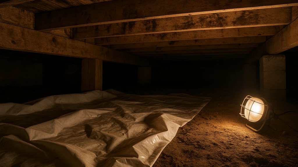 Crawl Space Mold Removal work being performed in a Toledo-area home
