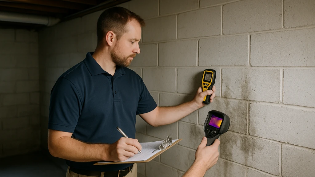 Mold Inspection & Testing work being performed in a Toledo-area home